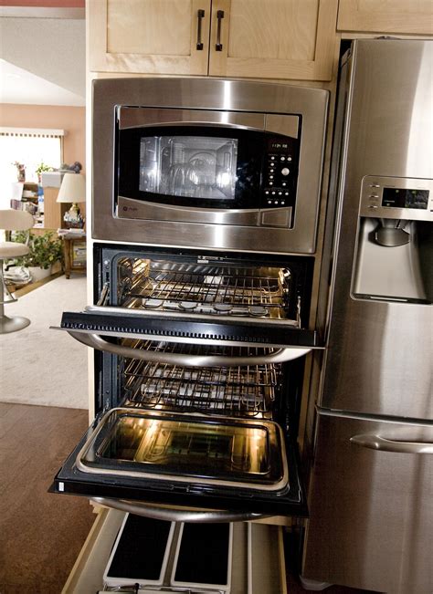 for pricing and availability. . Double oven with microwave on top